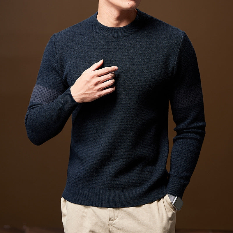 Jersey de hombre de punto resistente, cuello redondo y bordes acanalados
