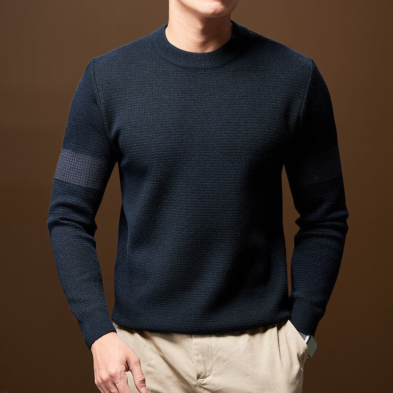 Jersey de hombre de punto resistente, cuello redondo y bordes acanalados