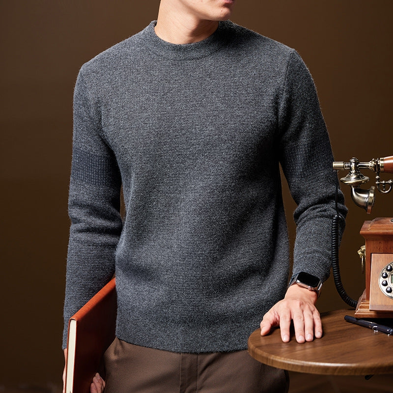 Jersey de hombre de punto resistente, cuello redondo y bordes acanalados