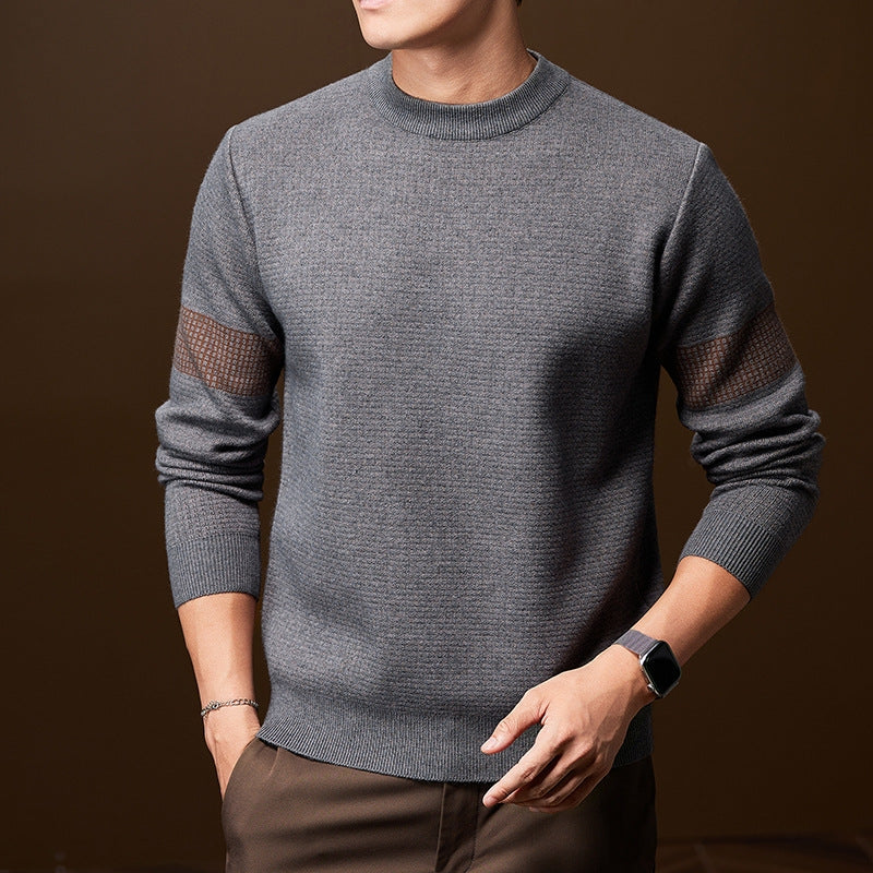 Jersey de hombre de punto resistente, cuello redondo y bordes acanalados