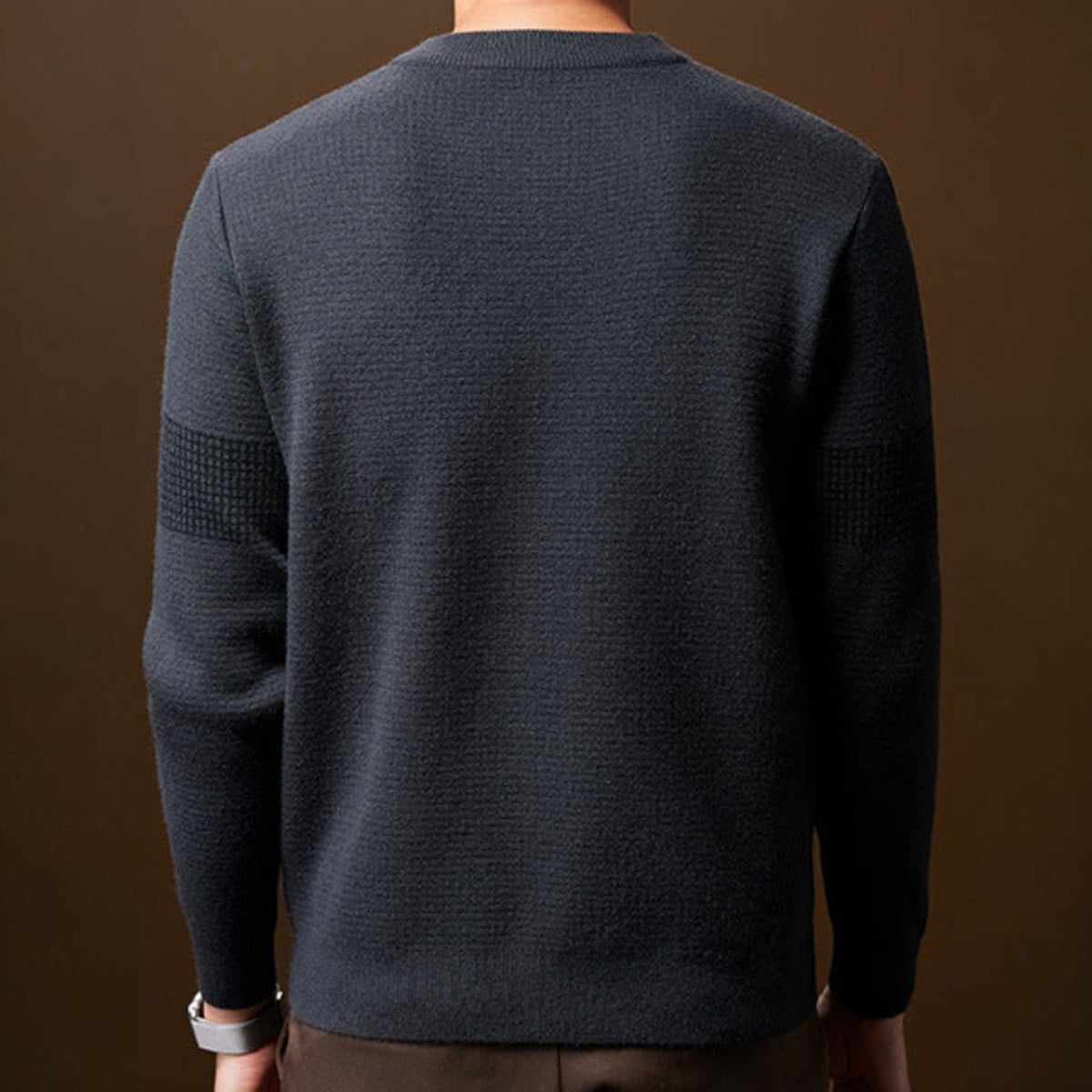 Jersey de hombre de punto resistente, cuello redondo y bordes acanalados