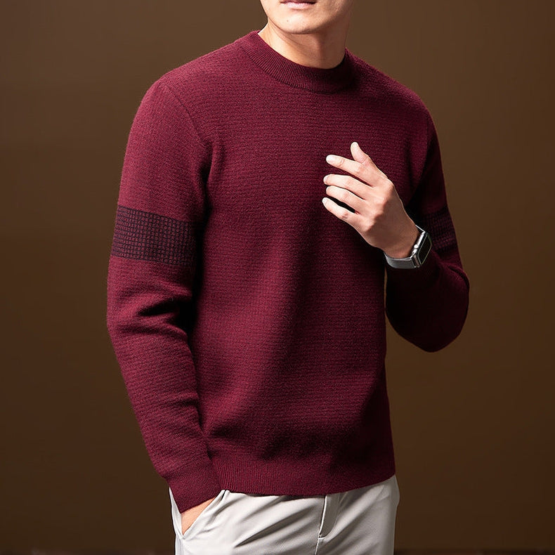 Jersey de hombre de punto resistente, cuello redondo y bordes acanalados