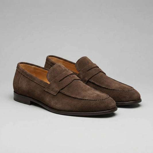 Pánské semišové mokasíny typu penny, elegantně ležérní do kanceláře, trendy