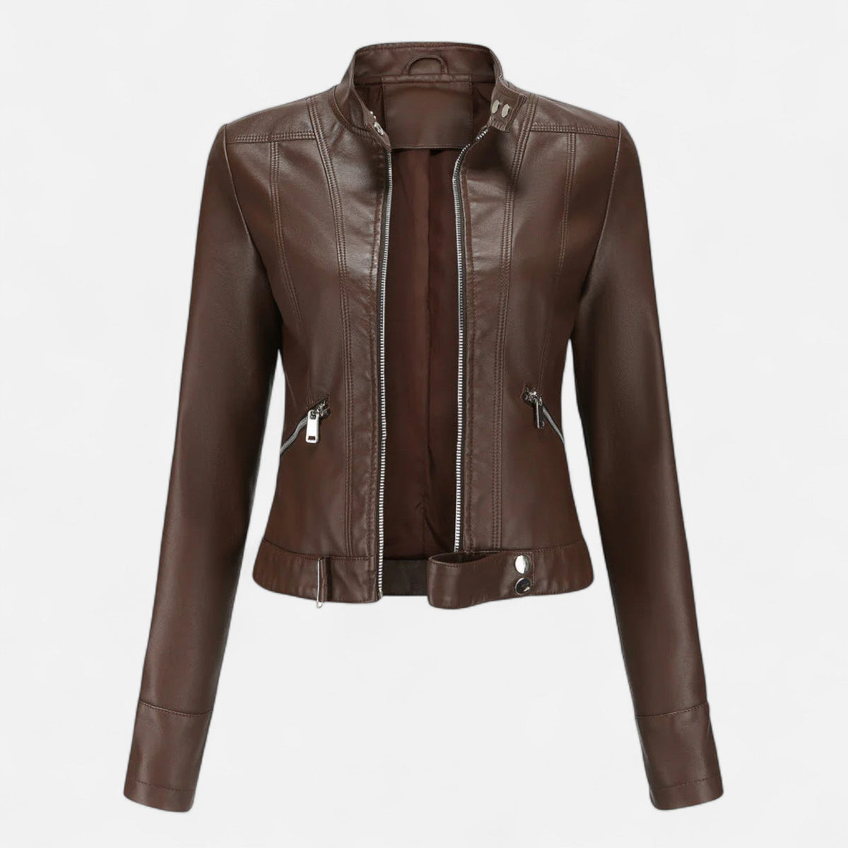 Veste femme cuir premium coupe cintrée élégance raffinée