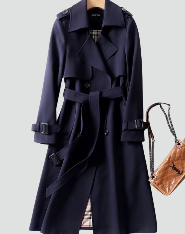 Trench-coat femme long double boutonnage coupe structurée