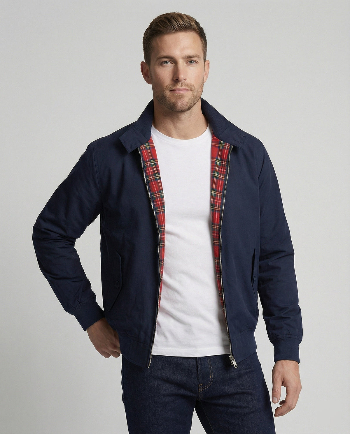 Veste Harrington homme coupe décontractée structurée classique