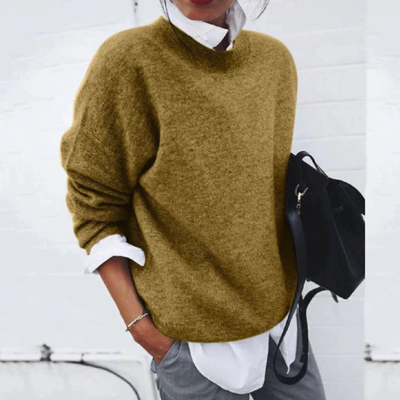 Pull Bordures Côtelées Tombant Fluide pour Femme