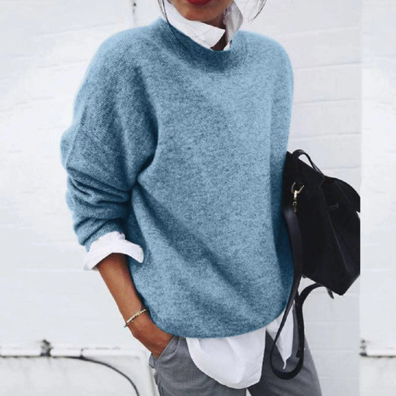 Pull Bordures Côtelées Tombant Fluide pour Femme
