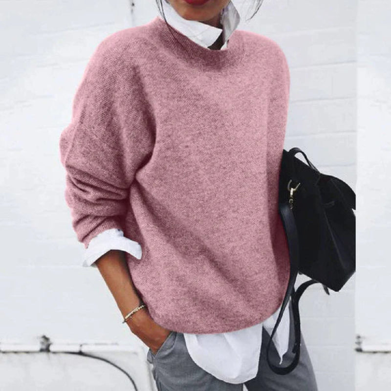 Pull Bordures Côtelées Tombant Fluide pour Femme