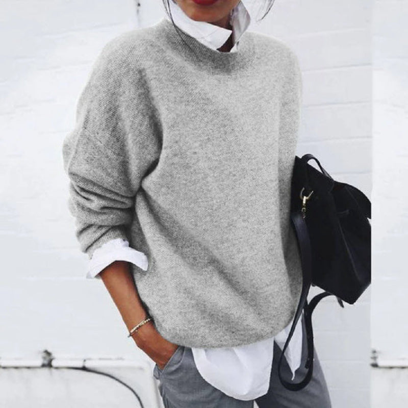 Pull Bordures Côtelées Tombant Fluide pour Femme