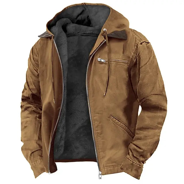 Veste Doublée Capuche Ajustable Chaude pour Homme